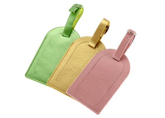 La puerta forma el color colorido de Pantone de la etiqueta de equipaje del viaje de la PU con la correa de la hebilla