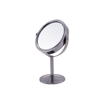 Elegante espejo de mesa de belleza de cuero de plata / maquillaje espejo superior de mesa con aumento de 2X