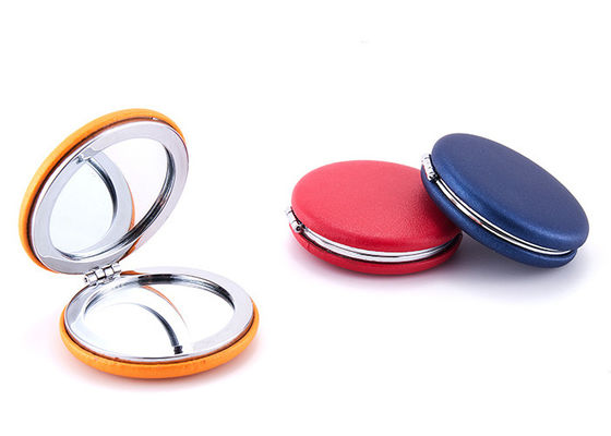 Espejo compacto cosmético del maquillaje del bolsillo de los macarrones del espejo del ABS plegable de la PU