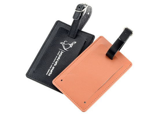 La etiqueta de cuero del equipaje del viaje de la PU modificó la impresión de pantalla para requisitos particulares de seda Logo Baggage Tag