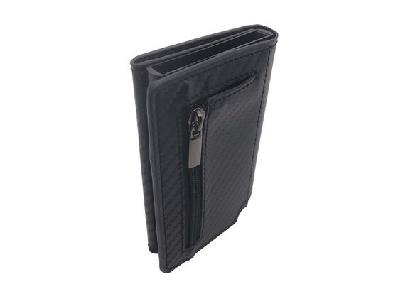 Tenedor de cuero de Wallet Rectangle Card del organizador de la tarjeta de crédito de la PU RFID del carbono