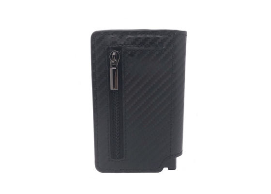 Tenedor de cuero de Wallet Rectangle Card del organizador de la tarjeta de crédito de la PU RFID del carbono