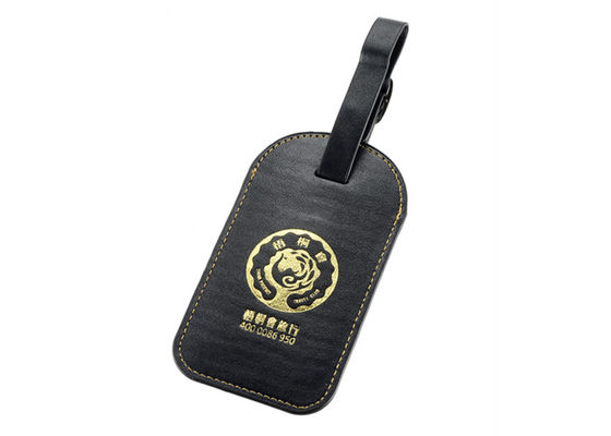 Etiqueta de cuero del equipaje del viaje de la PU del sellado de oro con el regalo de la publicidad de la correa de la hebilla
