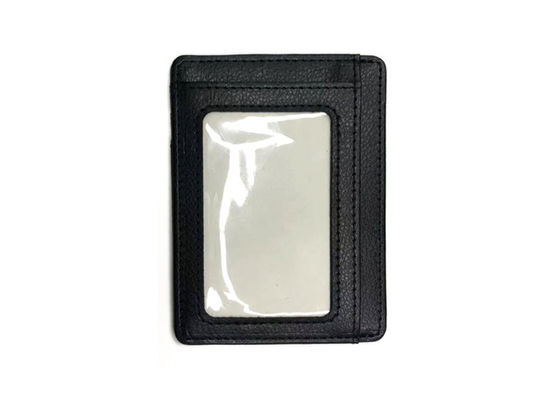 El rectángulo cubre al organizador negro Wallet Custom Logo Card Holder 20g de la tarjeta con cuero de crédito de 97m m