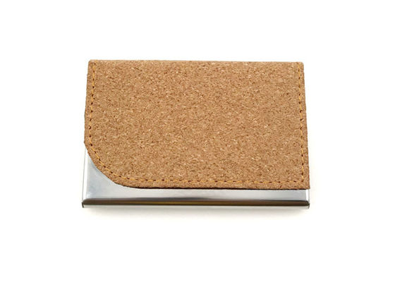 Caja de tarjeta amistosa magnética inoxidable de Eco del portatarjetas del corcho del cuero de la PU del hierro 65g