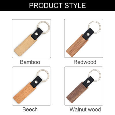 Llaveros de madera de cuero adaptables que graban - madera de haya de la nuez