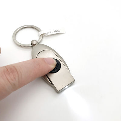 Portador de llavero de metal de plata para promoción con logotipo personalizado en acabado de plata