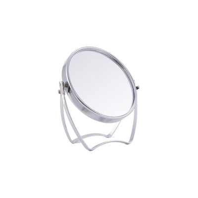 Plata PU cuero LED Cosmético Espejo de la mesa con función giratoria