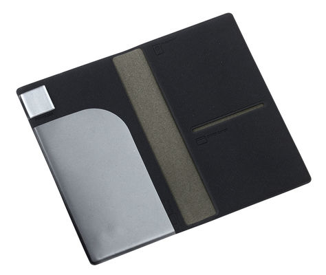 Patrón de tejido personalizado de cuero de PU Portador de pasaporte de viaje resistente al agua 4 ranuras de tarjetas Ventana de identificación