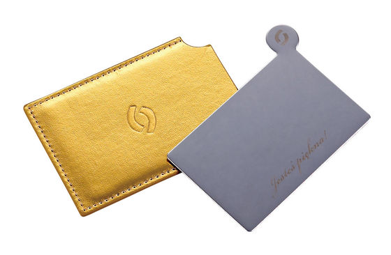 Espejo de bolsillo de PU con diseño plegable y aumento de 1x