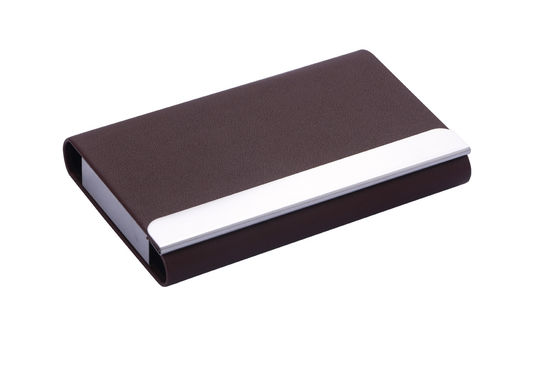 Elegante porta tarjetas de nombre de marco de metal con capacidad de cierre instantáneo de 50 tarjetas de visita
