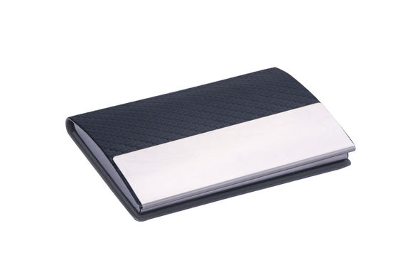 Portador de tarjetas de visita rectangular minimalista de PU de metal