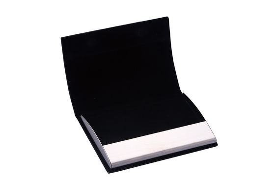 Portador de tarjetas de visita rectangular minimalista de PU de metal