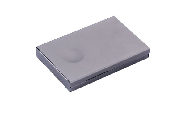 Cuadro de tarjetas de visita de metal de forma rectangular