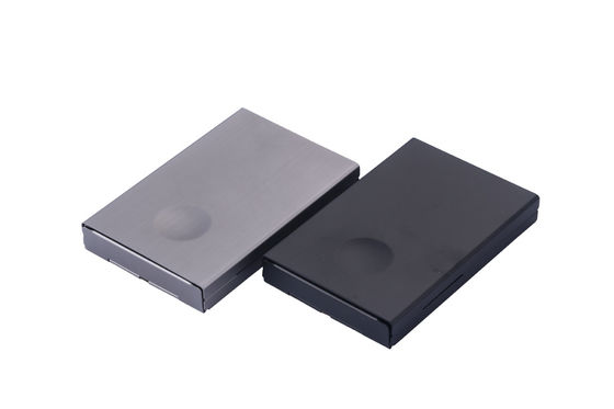 Cuadro de tarjetas de visita de metal de forma rectangular