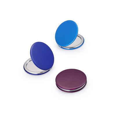 Espejo de bolsillo de PU redondo personalizado Espejo cosmético compacto con aumento de 1X/2X