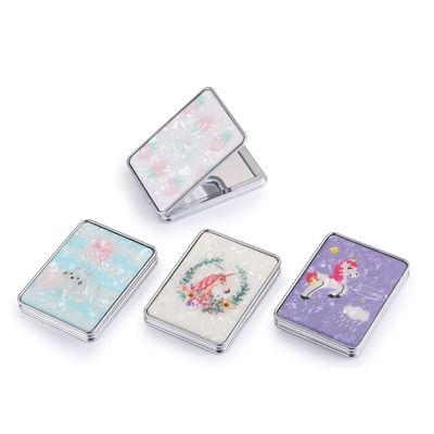 Espejo de bolsillo cosmético plegable redondo de dos lados compacto con aumento de 1X/2X
