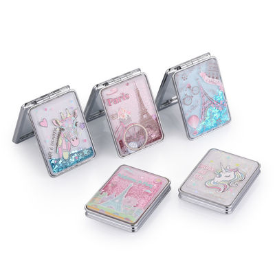 Espejo portátil plegable redondo portátil maquillaje de bolsillo Espejos cosméticos compactos sin iluminación