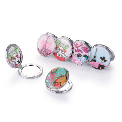 Espejo de bolsillo de PU compacto personalizado para belleza en movimiento
