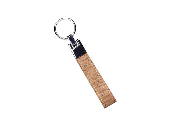 Regalo de cuero a granel de la publicidad del recuerdo de los llaveros de Cork Plain Leather Keyring 12m m