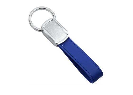 El verde de cuero azul de la cadena dominante de la PU de la cinta del color personalizó el logotipo que cubría con una cúpula de epoxy