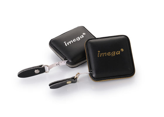 La PU cuadrada retractable de la cinta métrica cubre a Debossing con cuero Logo Metal