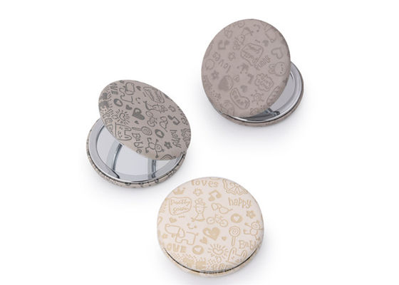 Cuero lindo de la PU del modelo del monedero compacto cosmético del espejo de Debossing