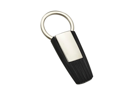 Metal aparte dominante plástico Logo Keychain Silver Electroplating del trapezoide del tenedor del tirón del ABS
