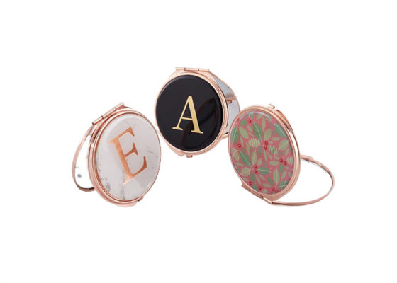Espejo plegable de Rose Gold Cosmetic Pocket Mirror Pantone del metal del ABS pequeño