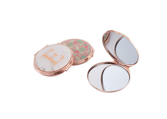 Espejo plegable de Rose Gold Cosmetic Pocket Mirror Pantone del metal del ABS pequeño