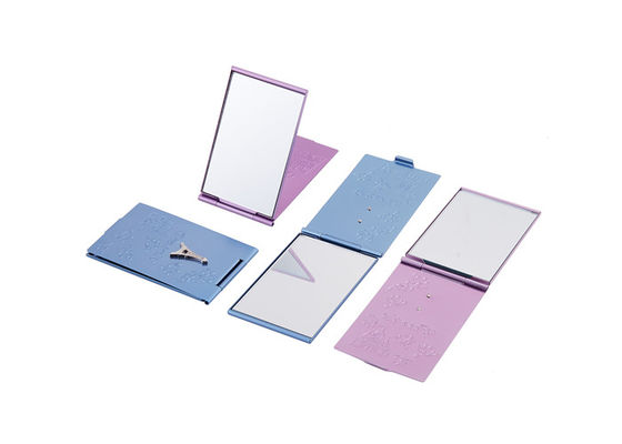 Espejo cosmético púrpura de aluminio del monedero del espejo 60m m del bolsillo pequeño