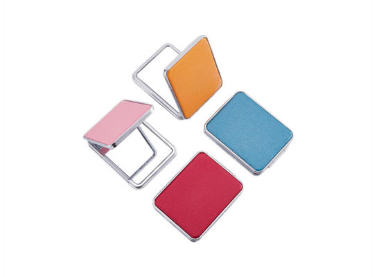 Espejo grueso cosmético plegable rectangular del viaje del espejo 11m m del bolsillo de la PU pequeño