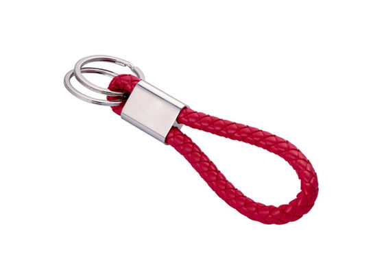 la PU de 10m m trenzó los llaveros de cuero Debossing Logo Car Key Ring Holder