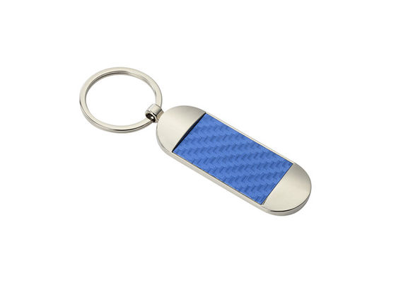 Promoción azul del recuerdo del tenedor de cuero de los llaveros de la PU de la textura de la elipse