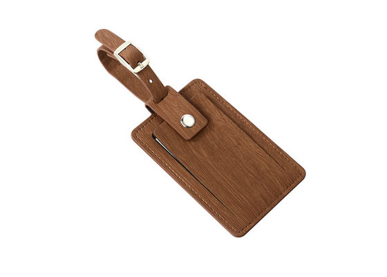 La etiqueta de madera del equipaje del viaje del grano personalizó la PU del cuero auténtico