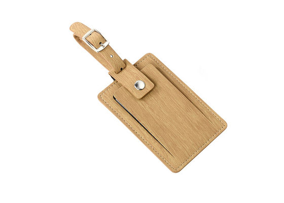 La etiqueta de madera del equipaje del viaje del grano personalizó la PU del cuero auténtico