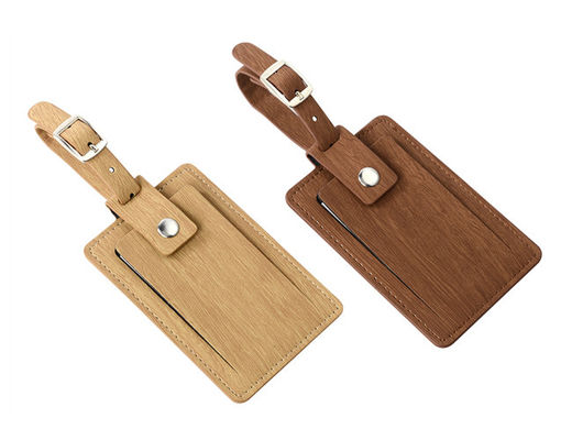 La etiqueta de madera del equipaje del viaje del grano personalizó la PU del cuero auténtico