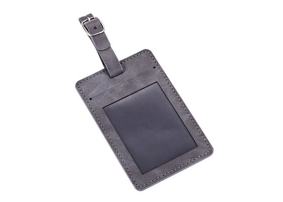 Regalo de cuero del recuerdo de la etiqueta del equipaje de la PU de Grey Genuine Leather Tag Rectangle