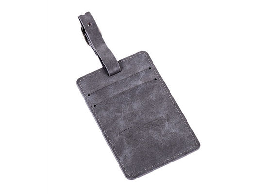 Regalo de cuero del recuerdo de la etiqueta del equipaje de la PU de Grey Genuine Leather Tag Rectangle