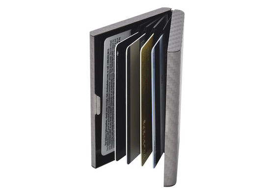 Organizador Wallet RFID de la tarjeta de crédito de la fibra de carbono que bloquea el aluminio de cuero