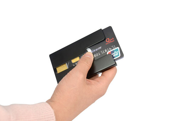 Logotipo modificado para requisitos particulares rectángulo de aluminio abierto del tenedor de la cartera de la tarjeta de crédito