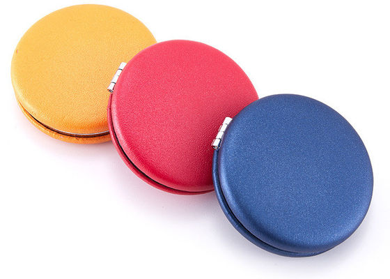 Espejo compacto cosmético del maquillaje del bolsillo de los macarrones del espejo del ABS plegable de la PU