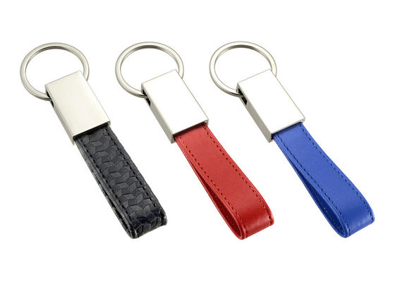 Aleación de cuero Debossed Logo Mini Key Holder Leather Strap del cinc de los llaveros de la PU