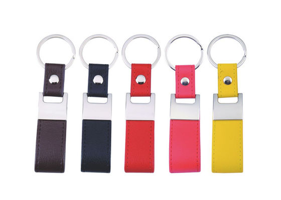 Metal de cuero de costura Cutsom Mini Key Holder Leather Strap de los llaveros de la PU