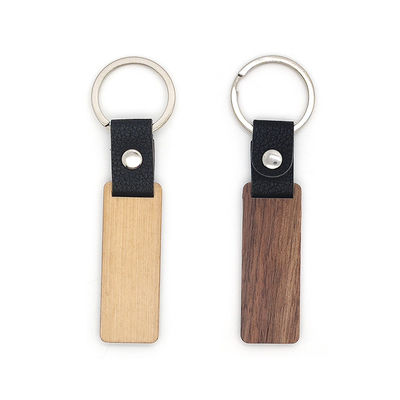 Llaveros de madera de cuero adaptables que graban - madera de haya de la nuez