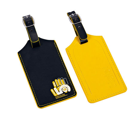 Buen precio Rectángulo PU / Aluminio Etiqueta de equipaje Impresión personalizada Se ajusta a diferentes bolsas con correa de seguridad en línea