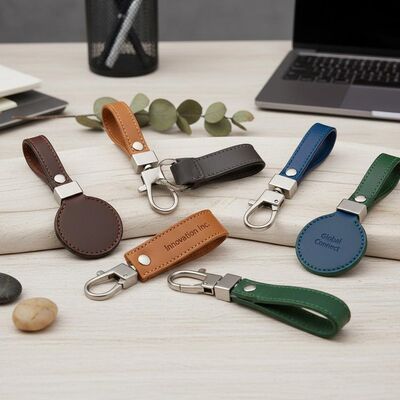 Buen precio Llaveros de cuero Accesorios personalizables perfectos para campañas de marca corporativa y apreciación de clientes en línea