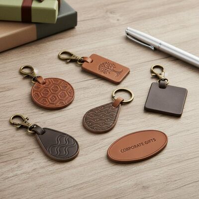 Buen precio Claves de cuero Claves de cuero de patrón personalizado estilo clásico accesorios elegantes duraderos para regalos y artículos corporativos en línea