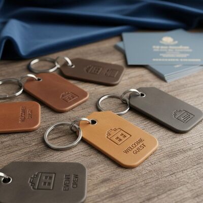 Buen precio Porta Llaves de Cuero Llaveros Personalizados de Cuero Adecuados para la Industria de la Hospitalidad y Planificadores de Eventos en línea