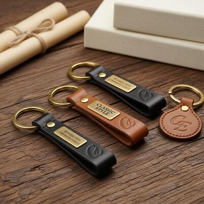Buen precio Claves de cuero personalizadas estilo clásico Ideal para regalos de negocios Eventos corporativos y accesorios personales en línea